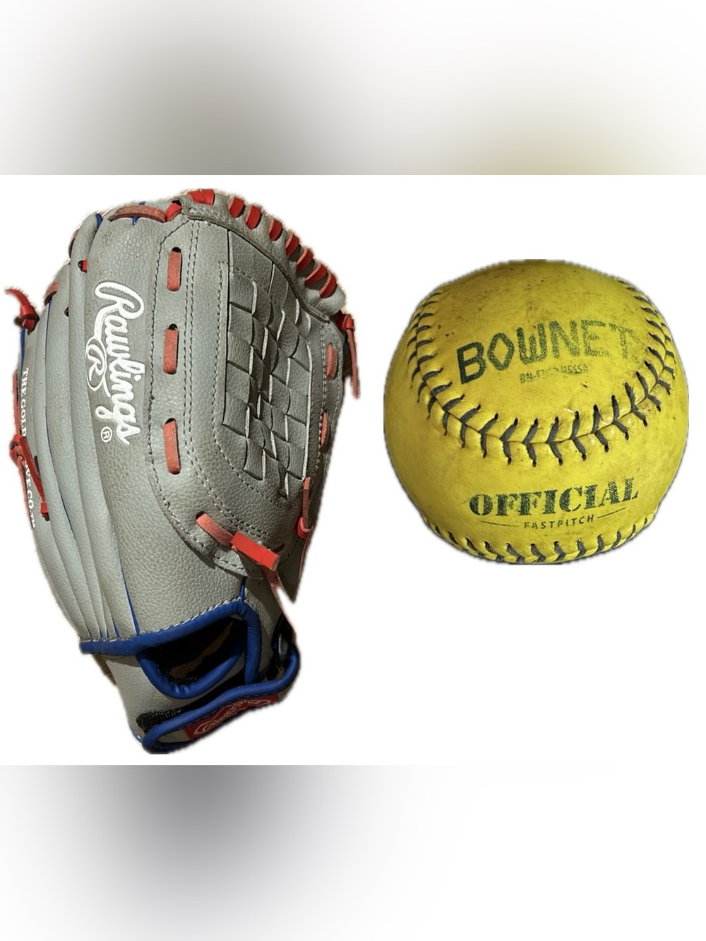 Rawlings Players Series 11.5-inch youth baseball glove & Bownet softball.